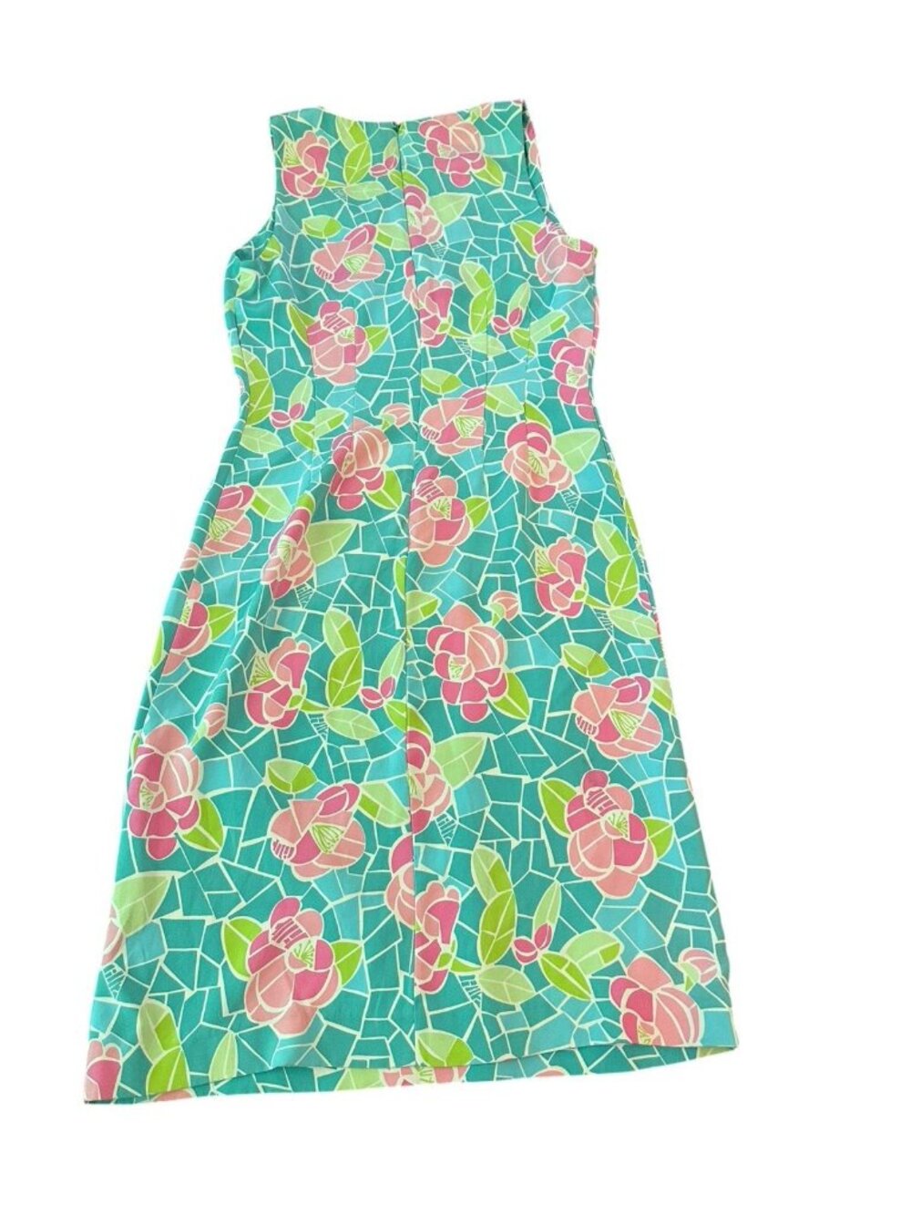 Lilly Pulitzer Shift Dress 6 Garden Mosaic Pink Green Floral Sleeveless‎ Silk - Picture 4 of 4